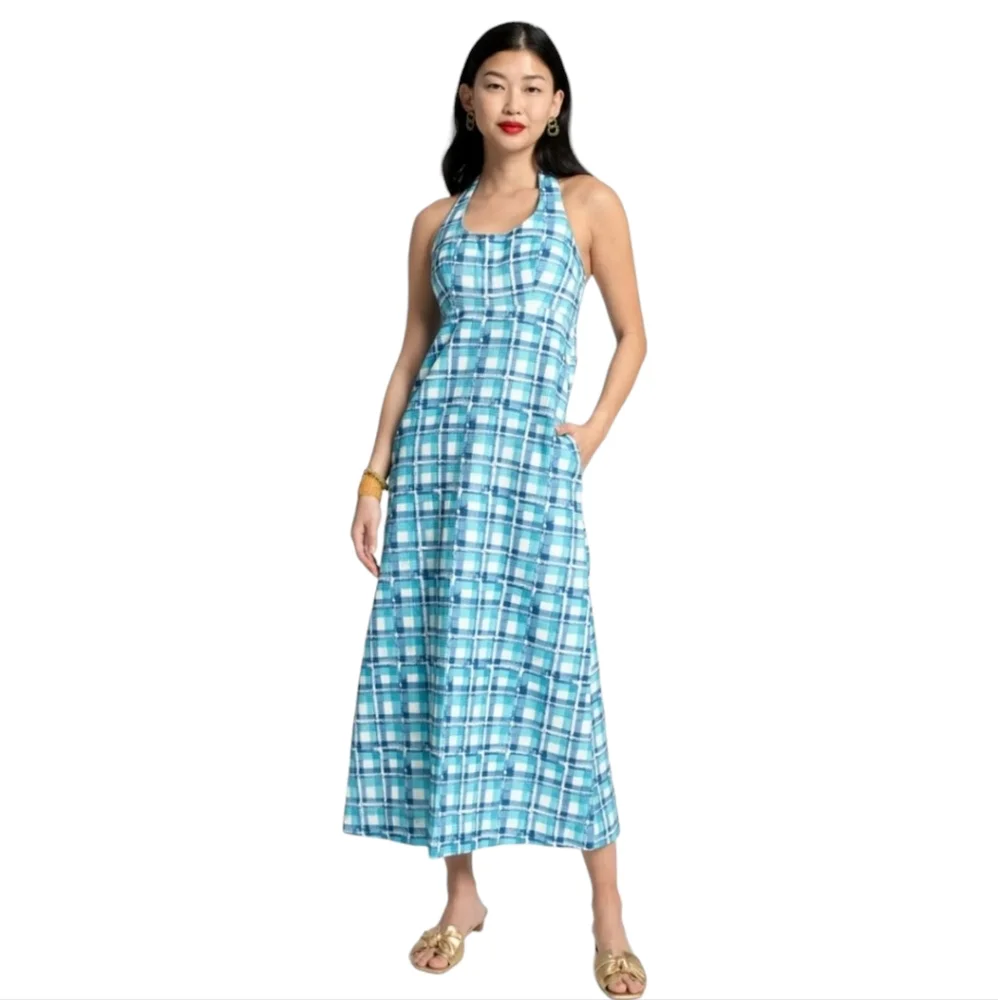 Frances Valentine Iris Malia Halter Dress Azure 12